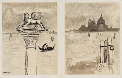 Yves BRAYER (1907 - 1990) Vues de Venise
Deux dessins dont un signé, on y joint les...