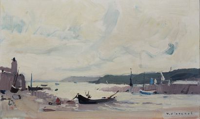 Henri VINCENOT (1912 - 1985) Binic à marée basse, 1921
Huile sur toile.
Signée en...