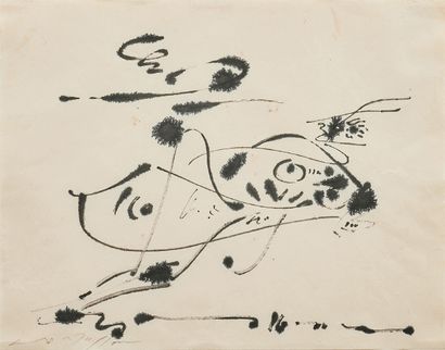 André MASSON (1896 - 1987) Dessin automatique, 1960
Encre de Chine sur papier Japon.
Signée...