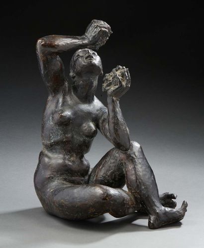 Jean GINIER (1912-2003) Femme nue aux raisins
Epreuve en bronze à patine noire
H....