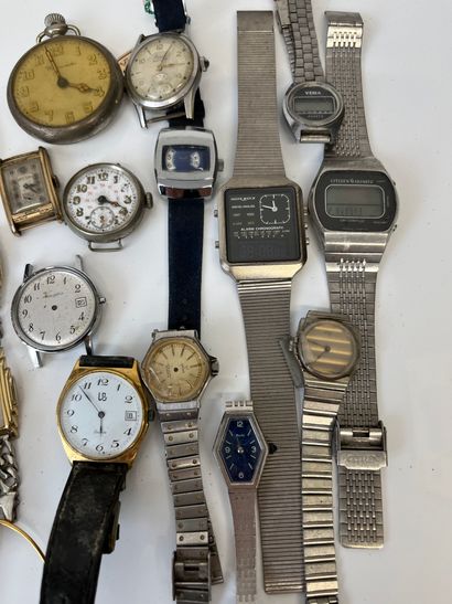 null Riche lot d'heures propices, composé de montres diverses, à quartz ou mécaniques,...