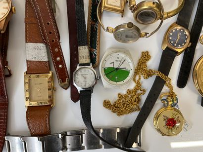 null Ensemble de montres, dont certaines dorées, une rare montre de gousset à quartz,...