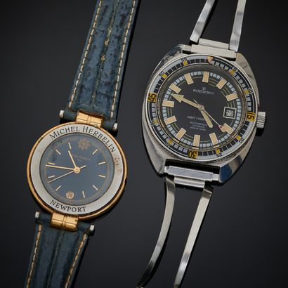 null MICHEL HERBELIN. LOT de deux montres-bracelets :
- une montre en acier et acier...