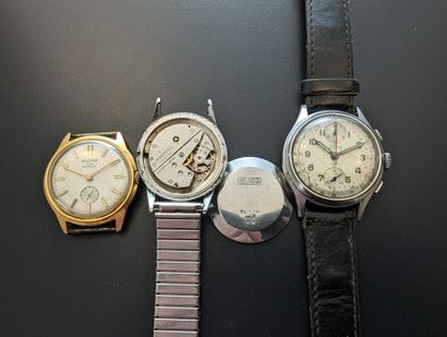 null LOT de trois montres-bracelets en acier ou acier doré :
- la première, de marque...