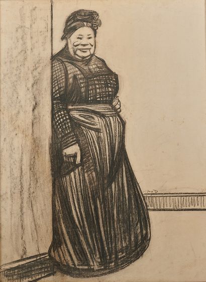 Maxime DETHOMAS (1867-1929) Femme
Dessin au fusain monogrammé en bas à droite
63...