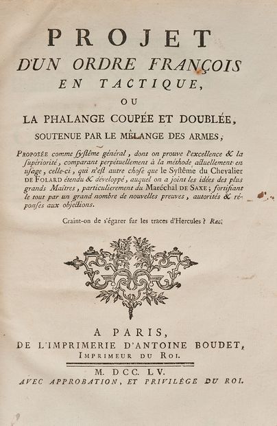[MESNIL-DURAND, de François-Jean] Projet d'un ordre françois en tactique, ou la phalange...