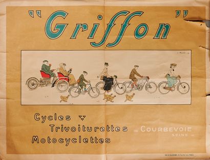 J MATET Griffon cycles trivoiturettes motocylettes COURBEVOIE Imp Elleaume Paris
Deux...