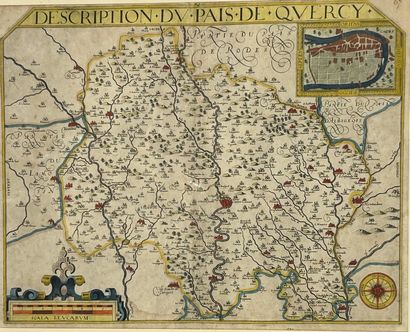 null Description du Pays de Quercy
Carte ancienne en couleur 
XVIIIe siècle
Dim....