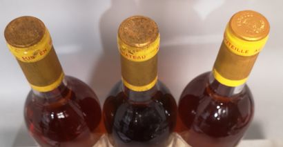 null 3 bouteilles Château de FARGUES - Sauternes 1990 Étiquettes tachées et abîm...