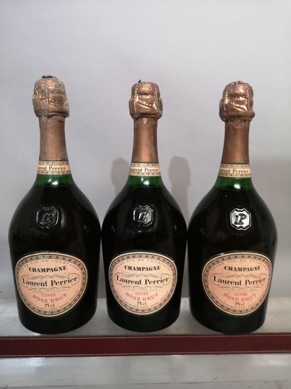null 3 bottles CHAMPAGNE Laurent PERRIER Brut Rosé FOR SALE AS IS. Caps slightly...