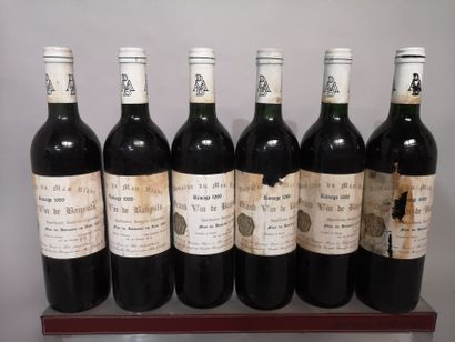 null 6 bouteilles BANYULS "Rimage" - Domaine du MAS BLANC 1989 Étiquettes tachées...
