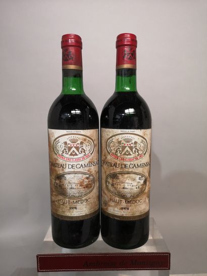 null 2 bouteilles Château de CAMENSAC - 5e Gcc Haut Médoc 1978 Étiquettes tachées....
