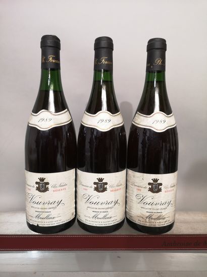 null 3 bouteilles VOUVRAY Moelleux Réserve - CLOS NAUDIN 1989 Étiquettes légèrement...