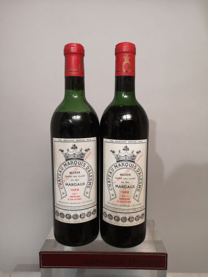 null 2 bouteilles Château MARQUIS D'ALESME Becker - 3e Gcc Margaux 1966 Étiquettes...