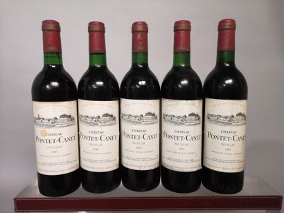 null 5 bouteilles Château PONTET CANET - 5e Gcc Pauillac 1983 Étiquettes légèrement...