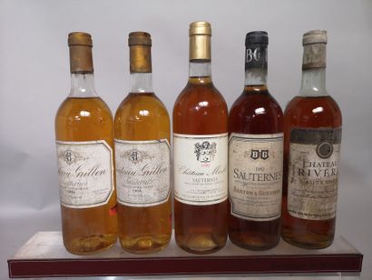 null 5 bouteilles SAUTERNES DIVERS A VENDRE EN L'ETAT Ch. Grillon 1981, Ch. Miaille...