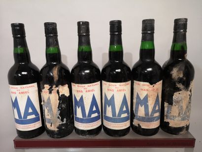 null 6 bottles MAURY Vin doux naturel - MAS AMIEL 1989 Stained and damaged label...