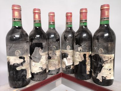 null 6 bouteilles Château CHANTE ALOUETTE - 1ere Côtes de Blaye 1985 Étiquettes en...