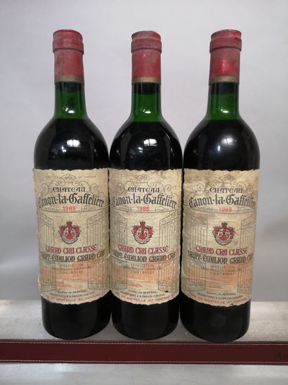 null 3 bouteilles Château CANON LA GAFFELIERE - Gcc de Saint Emilion 1985 Étiquettes...