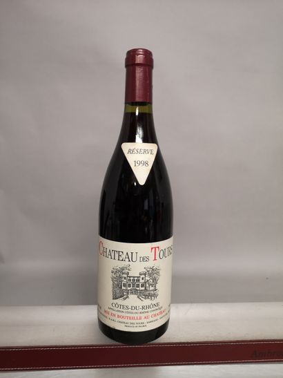 null 1 bouteille VACQUEYRAS Château des TOURS 1998 - Emmanuel REYNAUD Collerette...