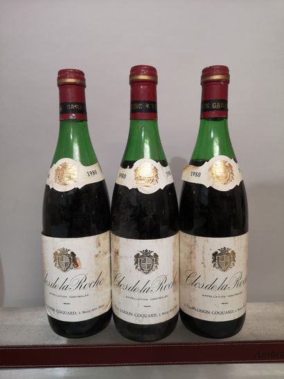 null 3 bouteilles CLOS DE LA ROCHE 1980 - Cave LOISON COQUARD Étiquettes tachées....
