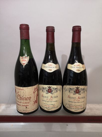 null 3 bouteilles VINS DIVERS France A VENDRE EN L'ETAT 2 SAINT AUBIN 1er Cru 1985...