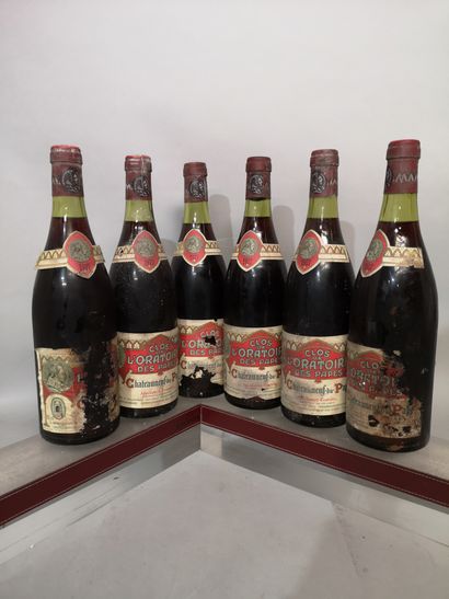 null 6 bouteilles CHÂTEAUNEUF du PAPE - Clos de l’Oratoire des PAPES 1977 Étiquettes...