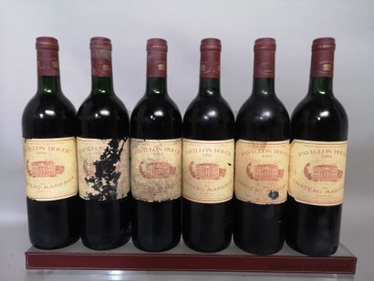 null 6 bouteilles PAVILLON ROUGE de Château MARGAUX - Margaux 1984 2 étiquettes légèrement...