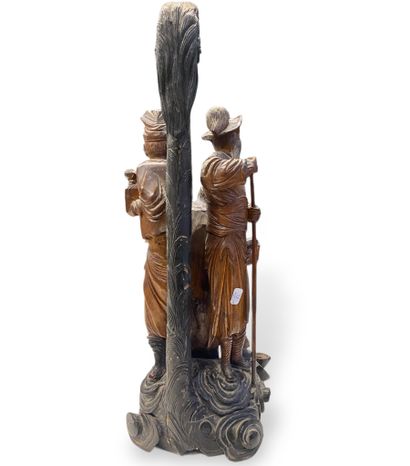 null SCULPTURE
en bois représentant les trois guerriers chinois (Guan Yu, Liu Bei,...