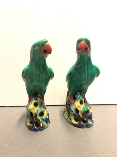 null CHINE
Deux perroquets en porcelaine peints au naturel.
H. : 20 cm