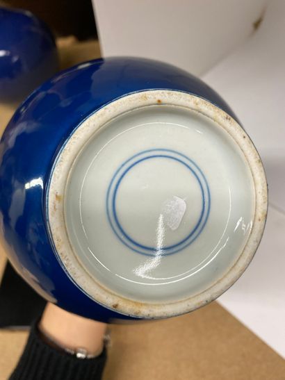 null CHINE
Vase balustre en porcelaine à fond monochrome bleu.
H. : 26.5 cm.
(petite...