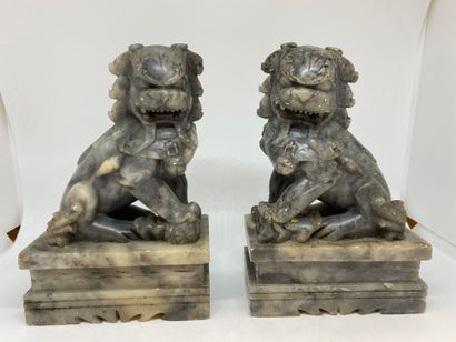 null CHINE
Paire de sculptures figurant deux chiens de Fô en pierre dure.
Dim. :...