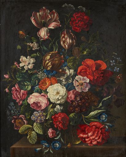 null École ITALIENNE vers 1900 
Bouquet de fleurs
Toile.
55 x 44 cm