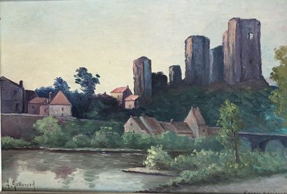 null A GALLERAND (XXème siècle)
Vue des ruines de Herisson (Allier)
Huile sur toile...