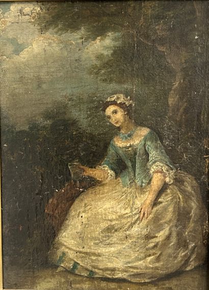 null École FRANÇAISE fin XIXe siècle
Jeune femme à la lecture
Huile sur toile marouflée...