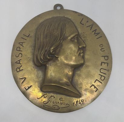 null P GIRARDIN
PLAQUE en bronze figurant la profil de François Vincent RASPAIL "L'Ami...