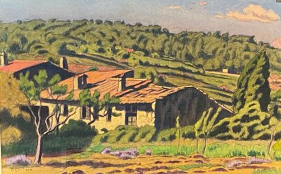 null Charles Victor GUILLOUX (1866-1946)
Maison et paysage
Aquarelle et crayon noir,...