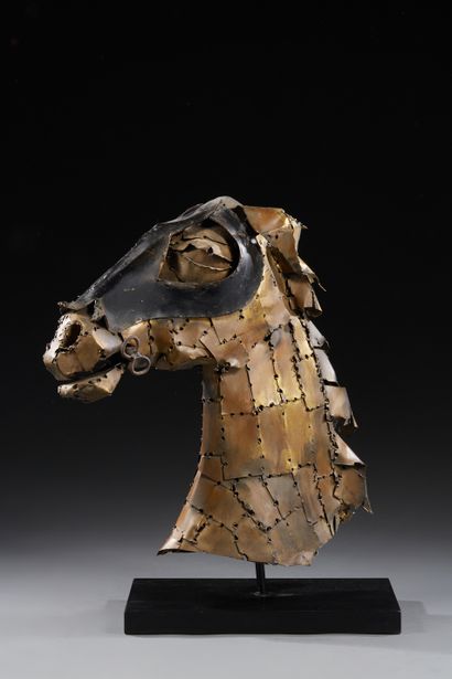 null François MELLIN (1941-2019) 
Sculpture en laiton soudé figurant une tête de...