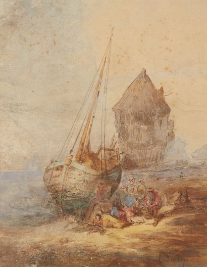 EUGENE ISABEY (1803-1886)
Aquarelle 