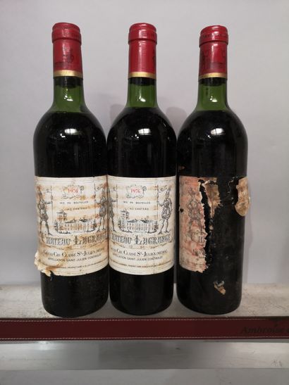 null 3 bouteilles Château LAGRANGE - 3ème Gcc Saint Julien 1976 Etiquettes tachées...