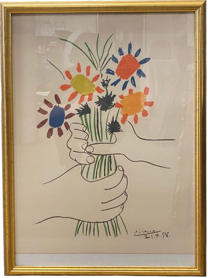 D'après Pablo PICASSO (1881-1973)
Fleurs...