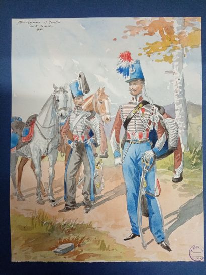 null Hussards
Paul-Kauffer (1870-1941).
Troupes coloniales.
Ensemble 17 dessins et...