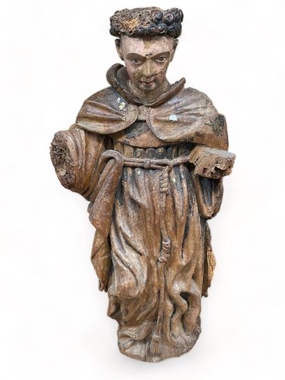 null Saint Anthony 
Carved wooden statue with old traces of polychromy 
18th century...