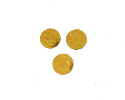 null Set of 3 ten-franc gold coins.
Weight: 9.4 g.
(wear)