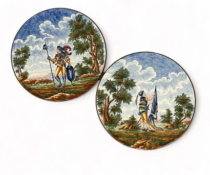 null Sarreguemines
Two round earthenware dishes depicting two warriors. 
(accidental...