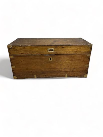 null Camphor wood marine trunk with brass spandrels 
19th century 
Size: 44 x 94.5...