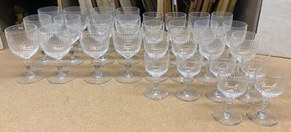 null BACCARAT
Set of 30 cut crystal glasses, RENAISSANCE model, baluster feet, including...