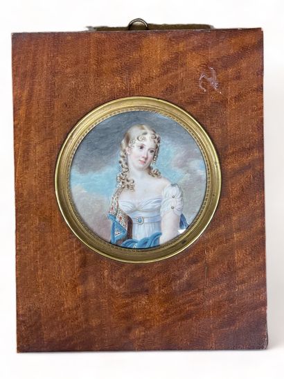 null Circular miniature of a young girl after John the Baptist in a rectangular frame...