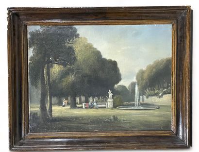 null 19th century FRENCH SCHOOL
Animated garden view
Oil on canvas.
Size: 49 x 66...