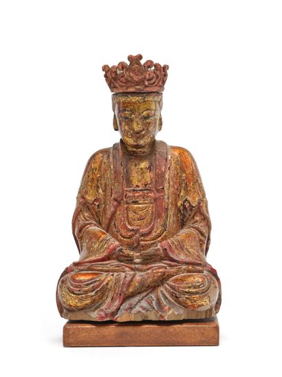 null Chine du Sud, fin XVIIe – début XVIIIe siècle
Statuette en bois anciennement...